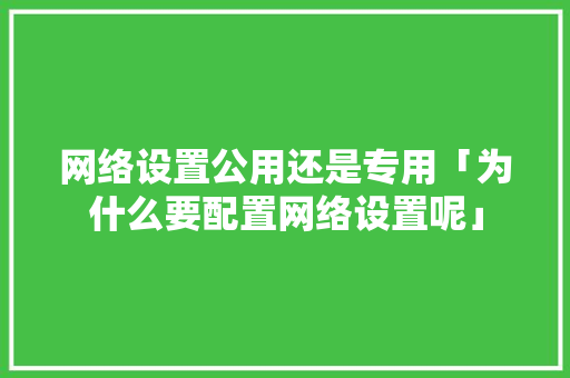 网络设置公用还是专用「为什么要配置网络设置呢」 网络设置公用还是专用「为什么要配置网络设置呢」 必应SEO