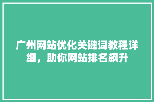 广州网站优化关键词教程详细，助你网站排名飙升 百度SEO