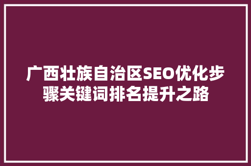 广西壮族自治区SEO优化步骤关键词排名提升之路