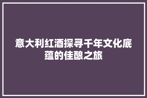 意大利红酒探寻千年文化底蕴的佳酿之旅 必应SEO