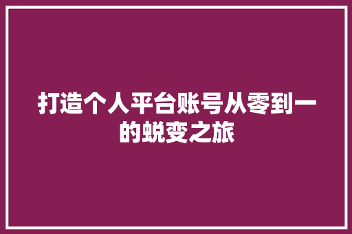 打造个人平台账号从零到一的蜕变之旅 百度SEO