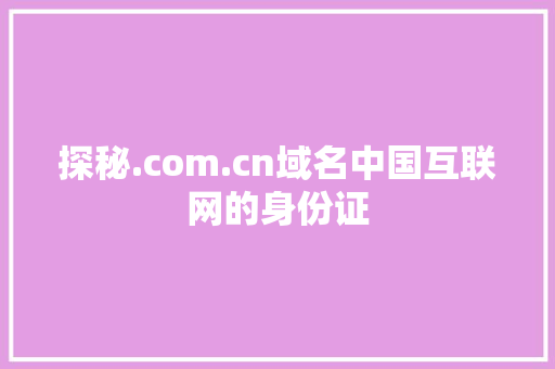 探秘.com.cn域名中国互联网的身份证 GoogleSEO
