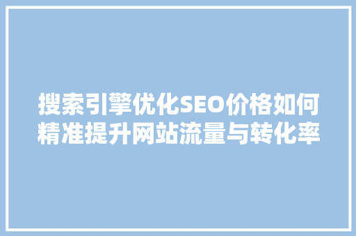 搜索引擎优化SEO价格如何精准提升网站流量与转化率
