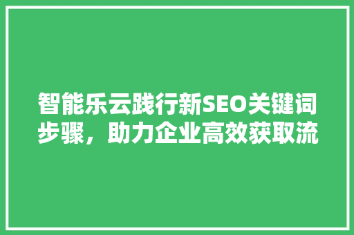 智能乐云践行新SEO关键词步骤，助力企业高效获取流量