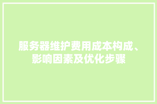 服务器维护费用成本构成、影响因素及优化步骤