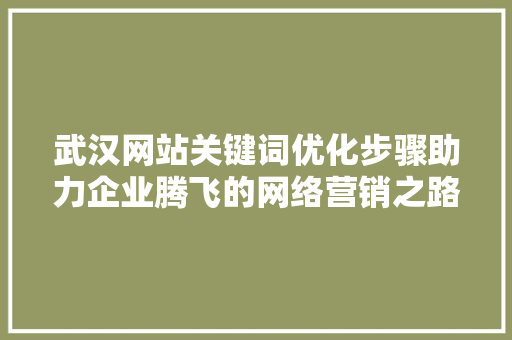 武汉网站关键词优化步骤助力企业腾飞的网络营销之路 百度SEO