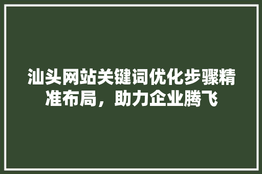 汕头网站关键词优化步骤精准布局，助力企业腾飞 神马SEO