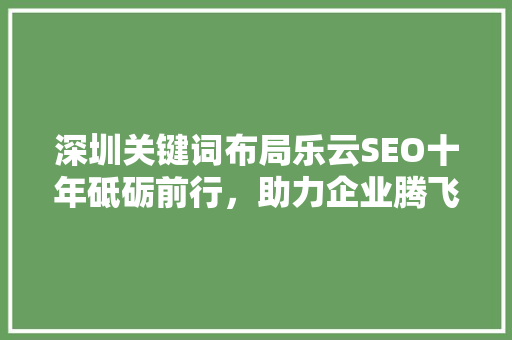 深圳关键词布局乐云SEO十年砥砺前行，助力企业腾飞