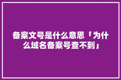 备案文号是什么意思「为什么域名备案号查不到」 备案文号是什么意思「为什么域名备案号查不到」 必应SEO