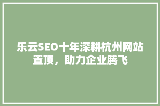 乐云SEO十年深耕杭州网站置顶，助力企业腾飞