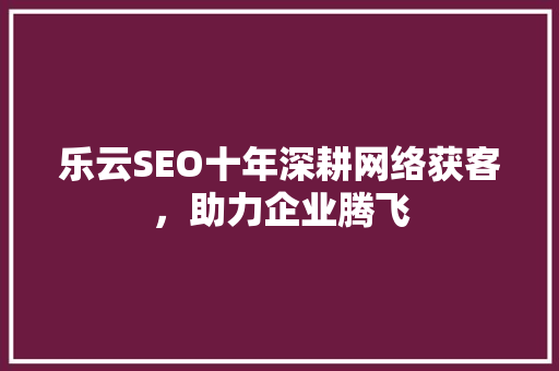 乐云SEO十年深耕网络获客，助力企业腾飞 GoogleSEO