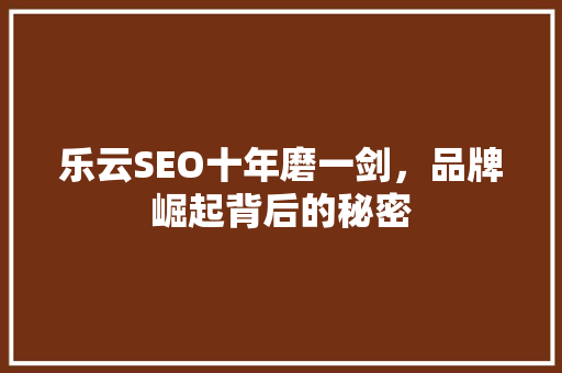 乐云SEO十年磨一剑，品牌崛起背后的秘密 神马SEO