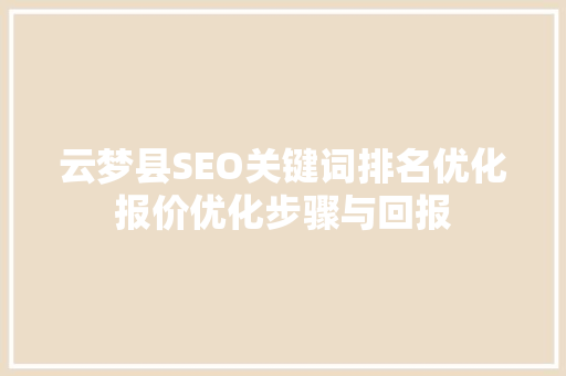 云梦县SEO关键词排名优化报价优化步骤与回报