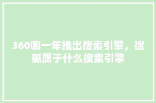 360哪一年推出搜索引擎，搜狐属于什么搜索引擎