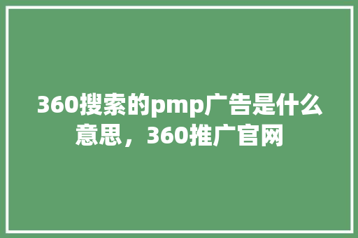 360搜索的pmp广告是什么意思，360推广官网 搜狗SEO