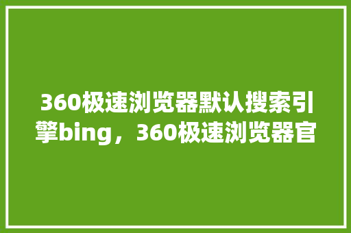 360极速浏览器默认搜索引擎bing，360极速浏览器官网