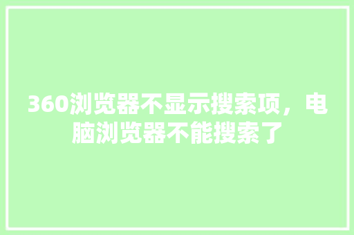 360浏览器不显示搜索项，电脑浏览器不能搜索了 必应SEO