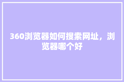 360浏览器如何搜索网址，浏览器哪个好 GoogleSEO