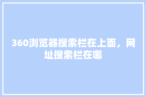 360浏览器搜索栏在上面，网址搜索栏在哪 GoogleSEO