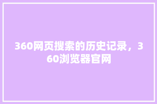 360网页搜索的历史记录，360浏览器官网 必应SEO