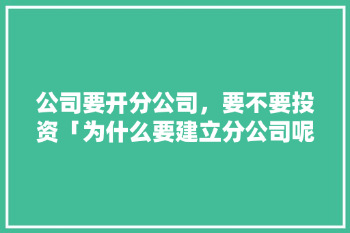 公司要开分公司，要不要投资「为什么要建立分公司呢」 公司要开分公司，要不要投资「为什么要建立分公司呢」 百度SEO