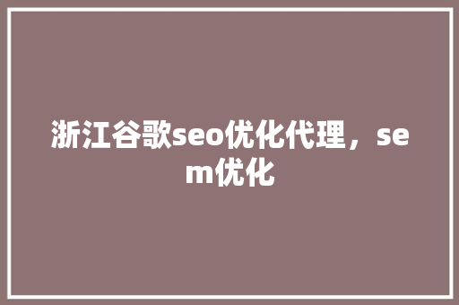 浙江谷歌seo优化代理，sem优化