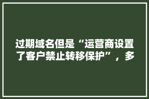 过期域名但是“运营商设置了客户禁止转移保护”，多久可以重新购买「域名为什么要保护隐私」 过期域名但是“运营商设置了客户禁止转移保护”，多久可以重新购买「域名为什么要保护隐私」 必应SEO