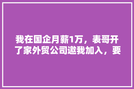 我在国企月薪1万，表哥开了家外贸公司邀我加入，要辞职去吗「为什么想加入外贸工作室的理由」 我在国企月薪1万，表哥开了家外贸公司邀我加入，要辞职去吗「为什么想加入外贸工作室的理由」 必应SEO