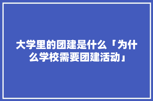 大学里的团建是什么「为什么学校需要团建活动」 大学里的团建是什么「为什么学校需要团建活动」 神马SEO