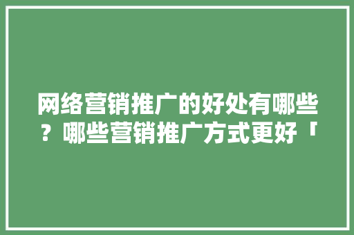 网络营销推广的好处有哪些？哪些营销推广方式更好「为什么要用网络营销呢」 网络营销推广的好处有哪些？哪些营销推广方式更好「为什么要用网络营销呢」 GoogleSEO
