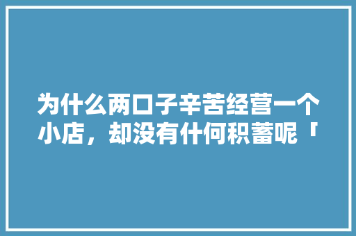 为什么两口子辛苦经营一个小店，却没有什何积蓄呢「车险为什么不走微商平台」 为什么两口子辛苦经营一个小店，却没有什何积蓄呢「车险为什么不走微商平台」 必应SEO
