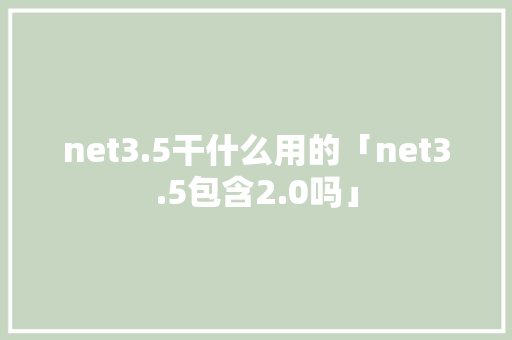net3.5干什么用的「net3.5包含2.0吗」 net3.5干什么用的「net3.5包含2.0吗」 必应SEO