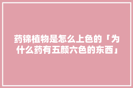 药锦植物是怎么上色的「为什么药有五颜六色的东西」 药锦植物是怎么上色的「为什么药有五颜六色的东西」 GoogleSEO