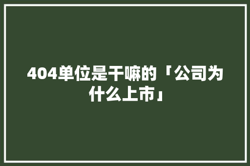 404单位是干嘛的「公司为什么上市」 404单位是干嘛的「公司为什么上市」 神马SEO