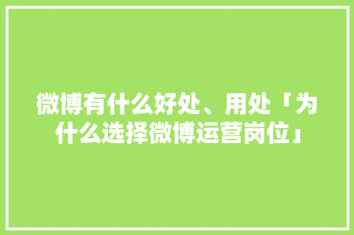 微博有什么好处、用处「为什么选择微博运营岗位」 微博有什么好处、用处「为什么选择微博运营岗位」 神马SEO