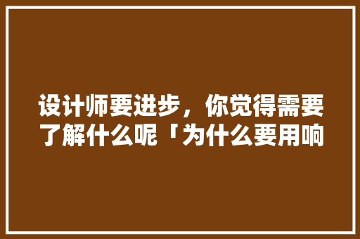 设计师要进步，你觉得需要了解什么呢「为什么要用响应式布局」 设计师要进步，你觉得需要了解什么呢「为什么要用响应式布局」 GoogleSEO