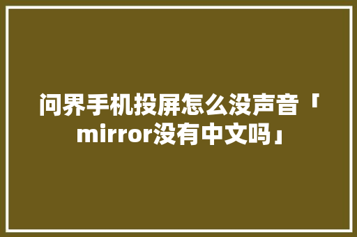 问界手机投屏怎么没声音「mirror没有中文吗」
