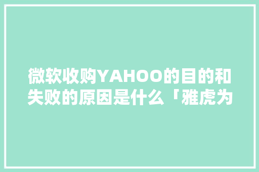 微软收购YAHOO的目的和失败的原因是什么「雅虎为什么败给谷歌」 微软收购YAHOO的目的和失败的原因是什么「雅虎为什么败给谷歌」 搜狗SEO