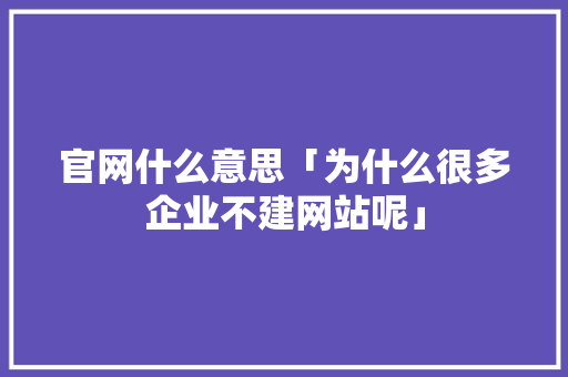 官网什么意思「为什么很多企业不建网站呢」 官网什么意思「为什么很多企业不建网站呢」 必应SEO