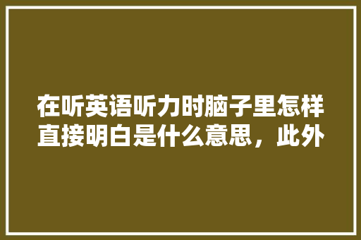 在听英语听力时脑子里怎样直接明白是什么意思，此外如何提高口语呢「bbc为什么称之为母语呢」 在听英语听力时脑子里怎样直接明白是什么意思，此外如何提高口语呢「bbc为什么称之为母语呢」 神马SEO