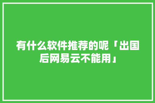 有什么软件推荐的呢「出国后网易云不能用」 有什么软件推荐的呢「出国后网易云不能用」 必应SEO