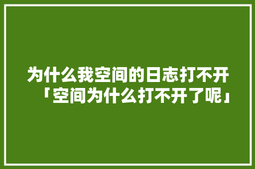 为什么我空间的日志打不开「空间为什么打不开了呢」 为什么我空间的日志打不开「空间为什么打不开了呢」 神马SEO
