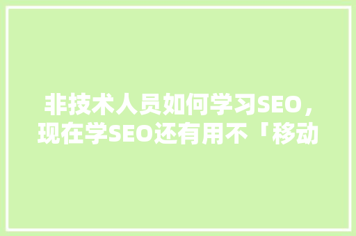 非技术人员如何学习SEO，现在学SEO还有用不「移动端seo为什么更难做」 非技术人员如何学习SEO，现在学SEO还有用不「移动端seo为什么更难做」 百度SEO