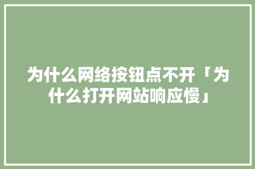 为什么网络按钮点不开「为什么打开网站响应慢」 为什么网络按钮点不开「为什么打开网站响应慢」 神马SEO