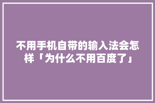 不用手机自带的输入法会怎样「为什么不用百度了」 不用手机自带的输入法会怎样「为什么不用百度了」 GoogleSEO