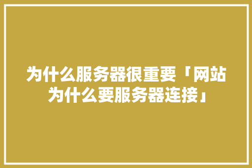 为什么服务器很重要「网站为什么要服务器连接」 为什么服务器很重要「网站为什么要服务器连接」 GoogleSEO