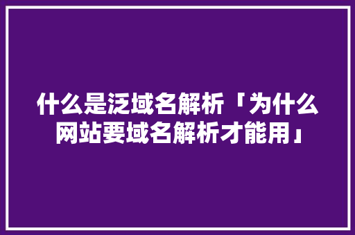 什么是泛域名解析「为什么网站要域名解析才能用」 什么是泛域名解析「为什么网站要域名解析才能用」 GoogleSEO
