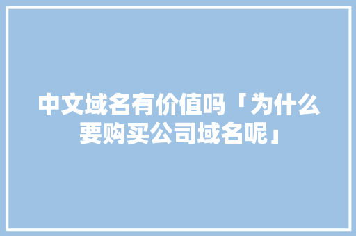 中文域名有价值吗「为什么要购买公司域名呢」 中文域名有价值吗「为什么要购买公司域名呢」 百度SEO