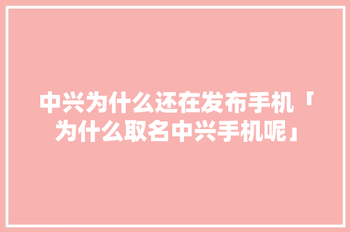 中兴为什么还在发布手机「为什么取名中兴手机呢」 中兴为什么还在发布手机「为什么取名中兴手机呢」 神马SEO