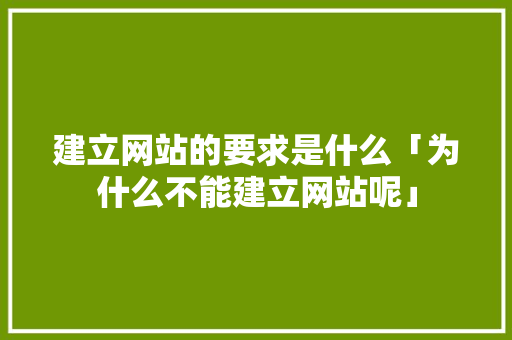 建立网站的要求是什么「为什么不能建立网站呢」 建立网站的要求是什么「为什么不能建立网站呢」 GoogleSEO